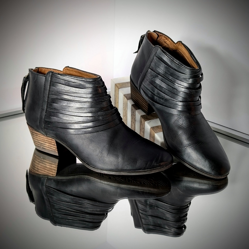 Clarks Black Leather Boho Ankle Boots